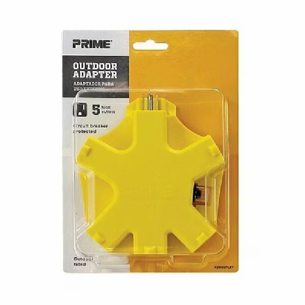 Prime Power Tap, 15 A, 125 VAC, 5 -Outlet, Yellow, Prime Wire & Cable, Mfr#: AD5OUTLET